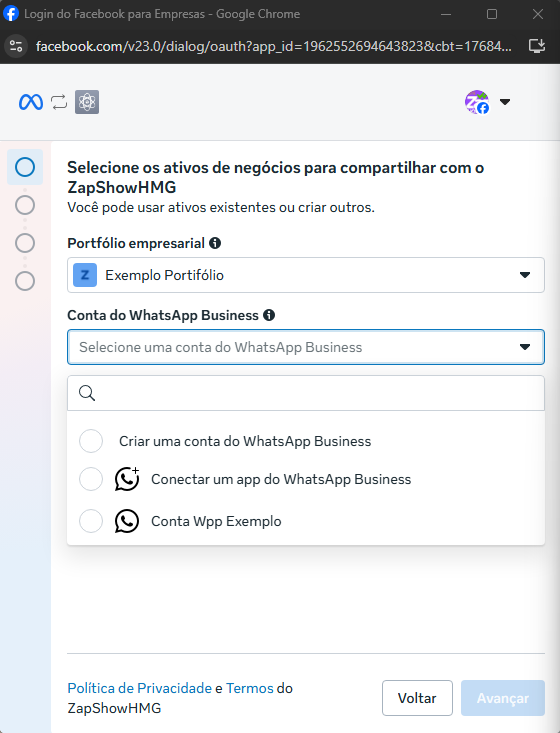Pagina escolha de portifólio